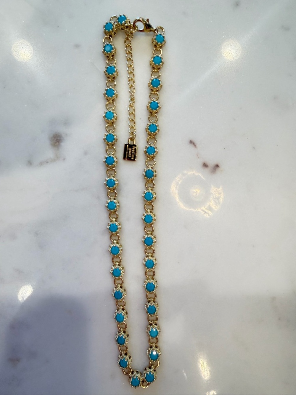 Feed Me Gems Baby Queen Turquoise Gold Tennis Necklace- limited edition - Picture 5 of 5